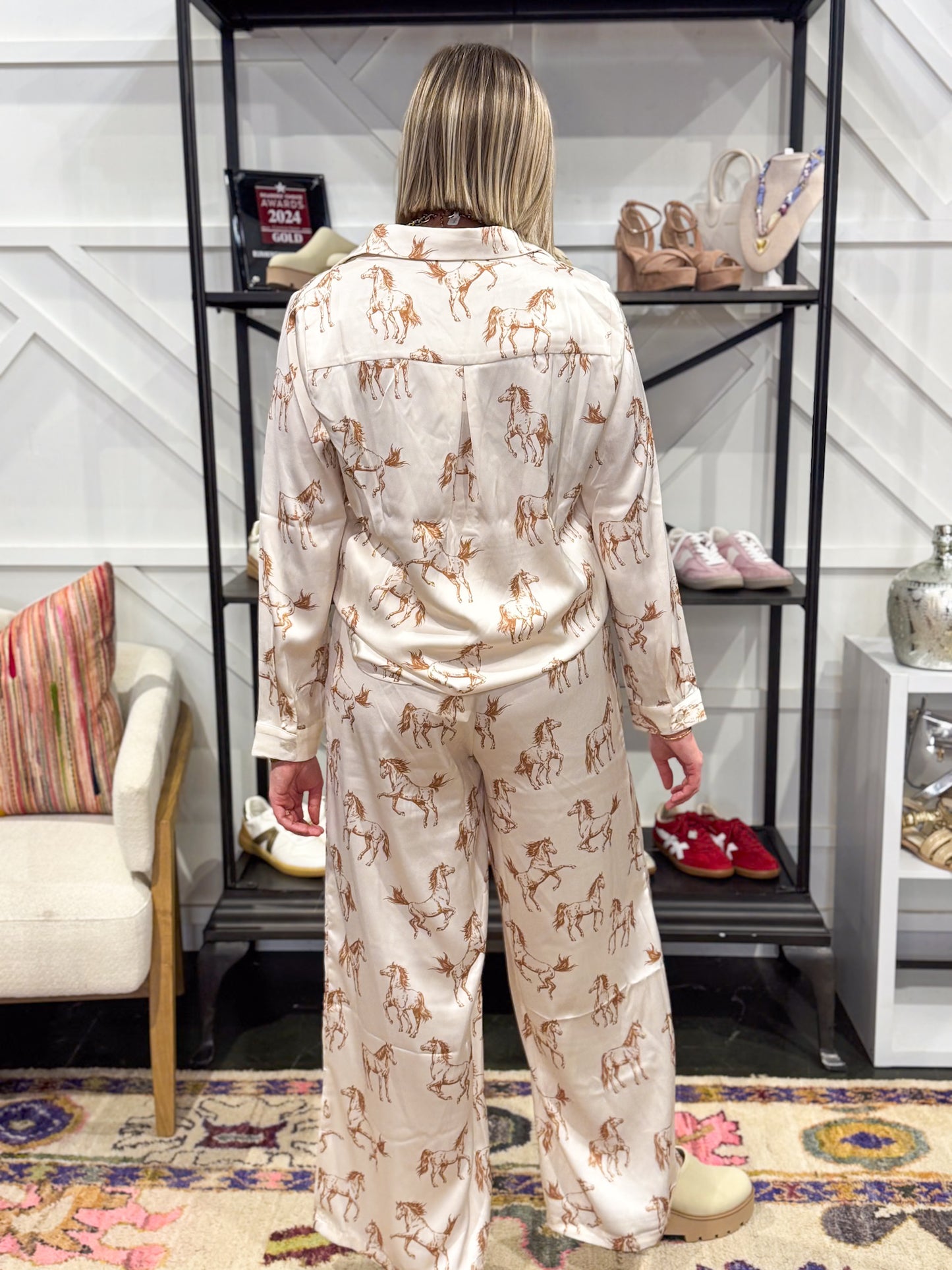 Satin Horse Pant Set