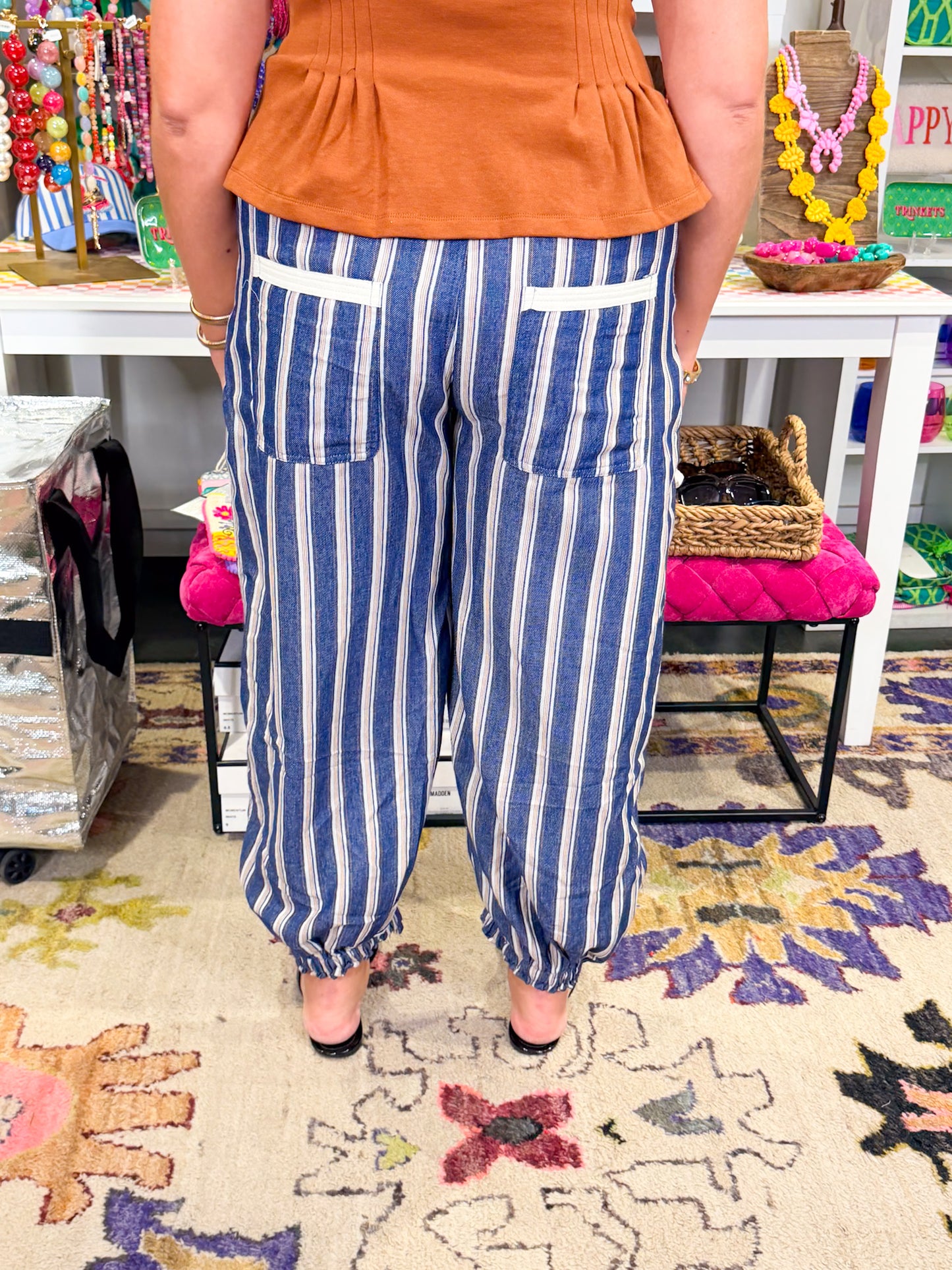 Soft Washed Striped Pocket Pant