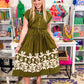 Border Maxi Dress w Drop Waist