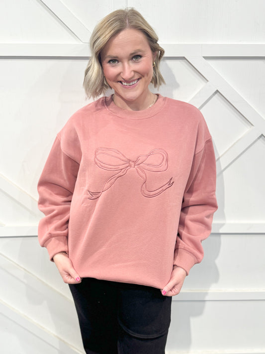 Embroidered Bow Sweatshirt